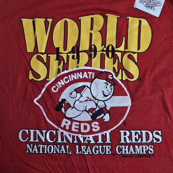 Vintage Cincinnati Reds T-Shirt Mens Large 1990s‎ World Series Single Stitch Red - Picture 5 of 11